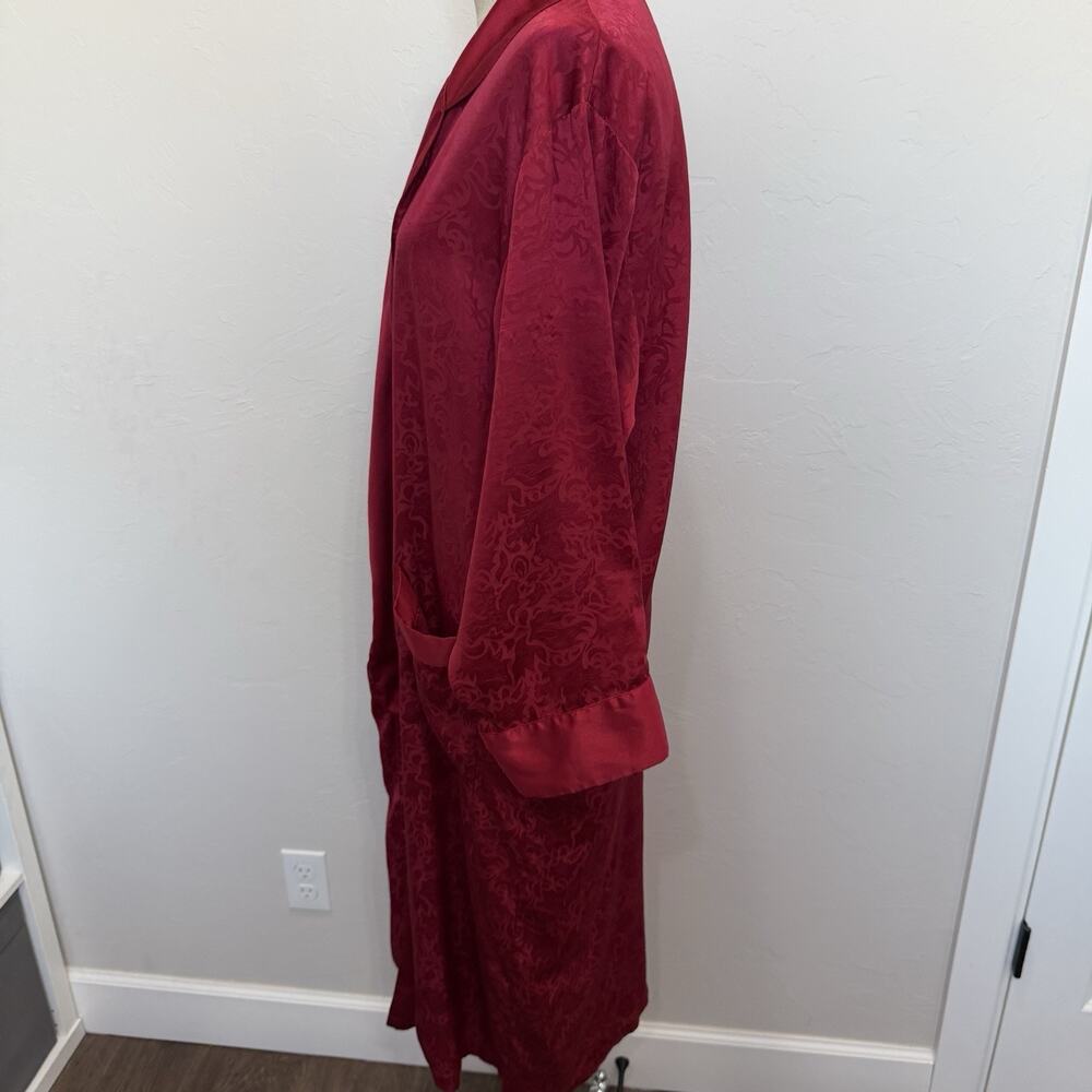 Vtg 90s Victoria's Secret Sz S Gold Label Satin Robe Jacquard Floral NO BELT - Picture 5 of 11